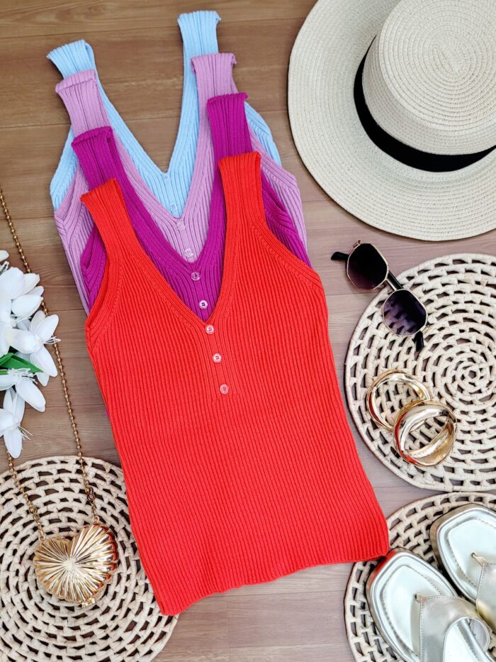 regata cropped tricot modal decote em v ref: 041