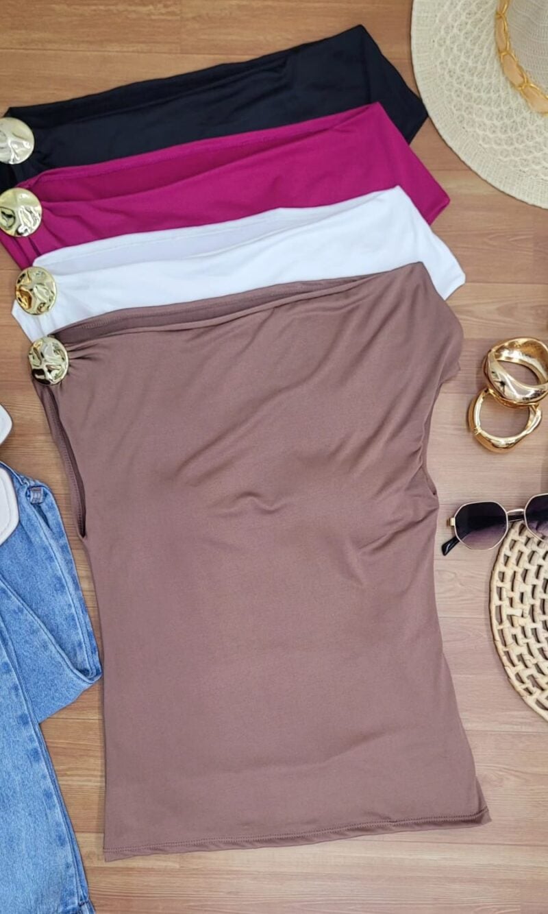 Blusa Regata Suplex Com Fivela Dourado Ref: 044