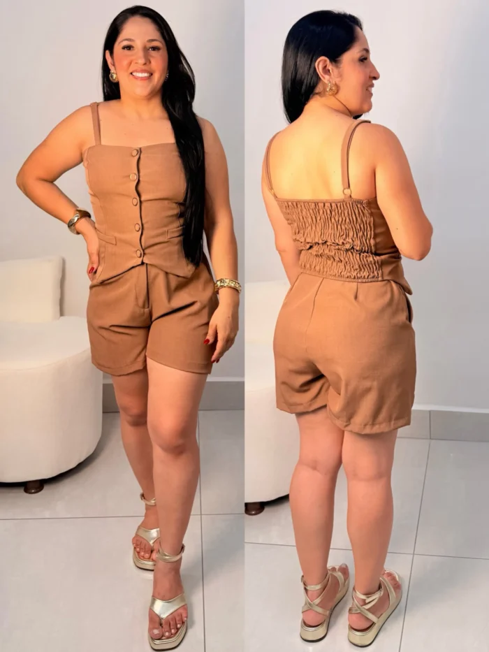 conjunto alfaiataria colete alça e short ref:070 conjunto alfaiataria colete alça e short ref:070