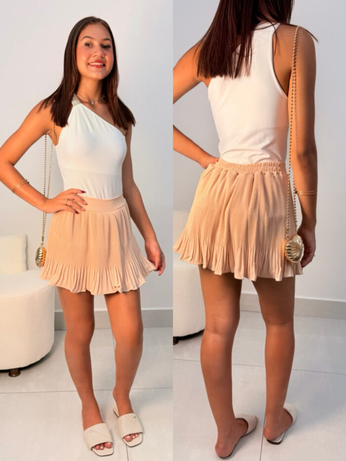 short saia plissada rodada crepinho ref: 046 short saia plissada rodada crepinho ref: 046