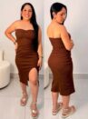 vestido midi canelado tomara que caia ref: 049