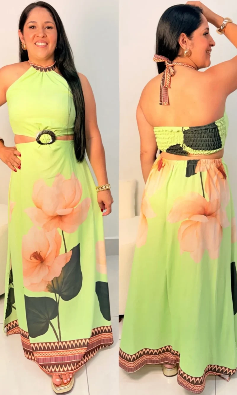 Vestido Longo Detalhe em Fivela Abertura Lateral Ref: 071