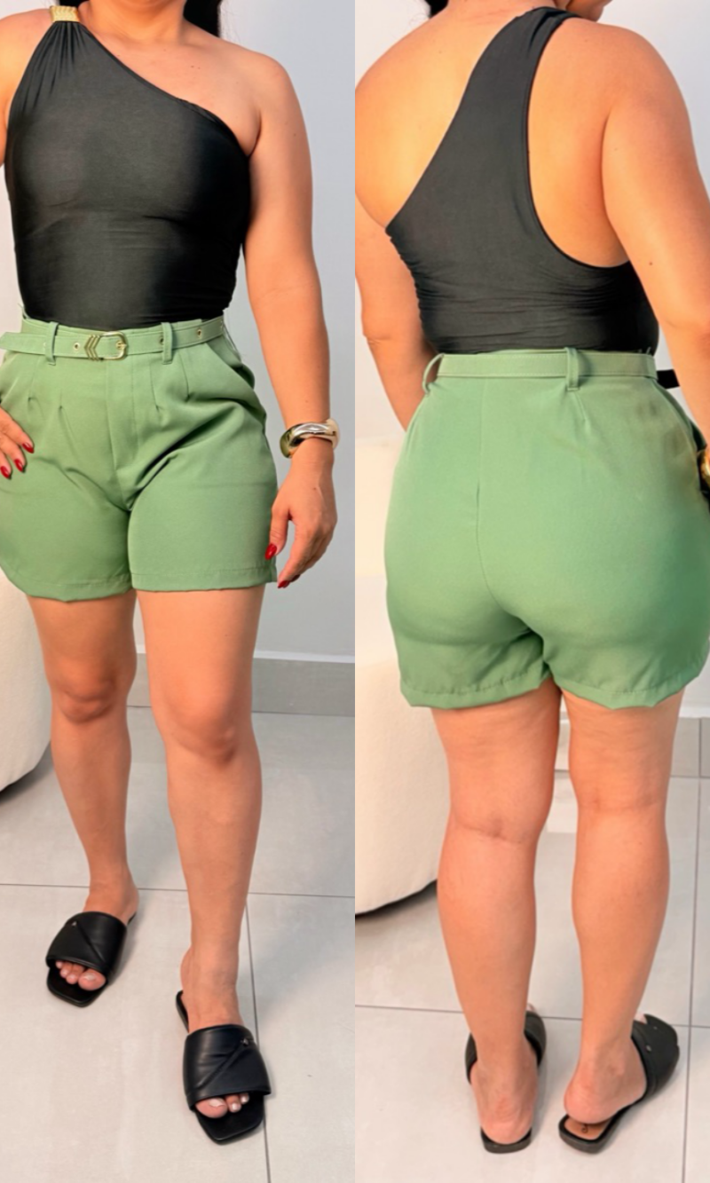 short alfaiataria cintura alta com cinto ref: 057