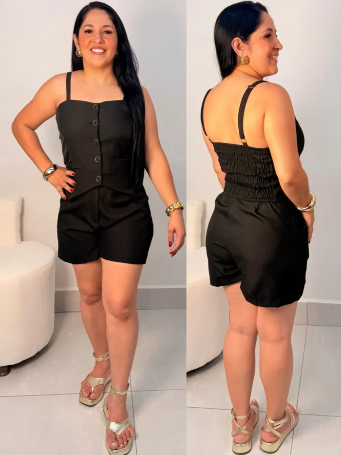 conjunto alfaiataria colete alça e short ref:070 conjunto alfaiataria colete alça e short ref:070