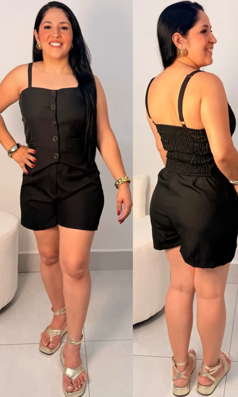 conjunto alfaiataria colete alça e short ref:070