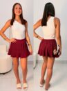 short saia plissada rodada crepinho ref: 046