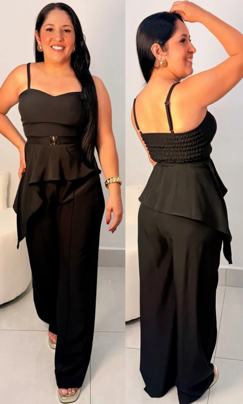 conjunto crepe alfaiataria tendencia assimétrica ref: 066