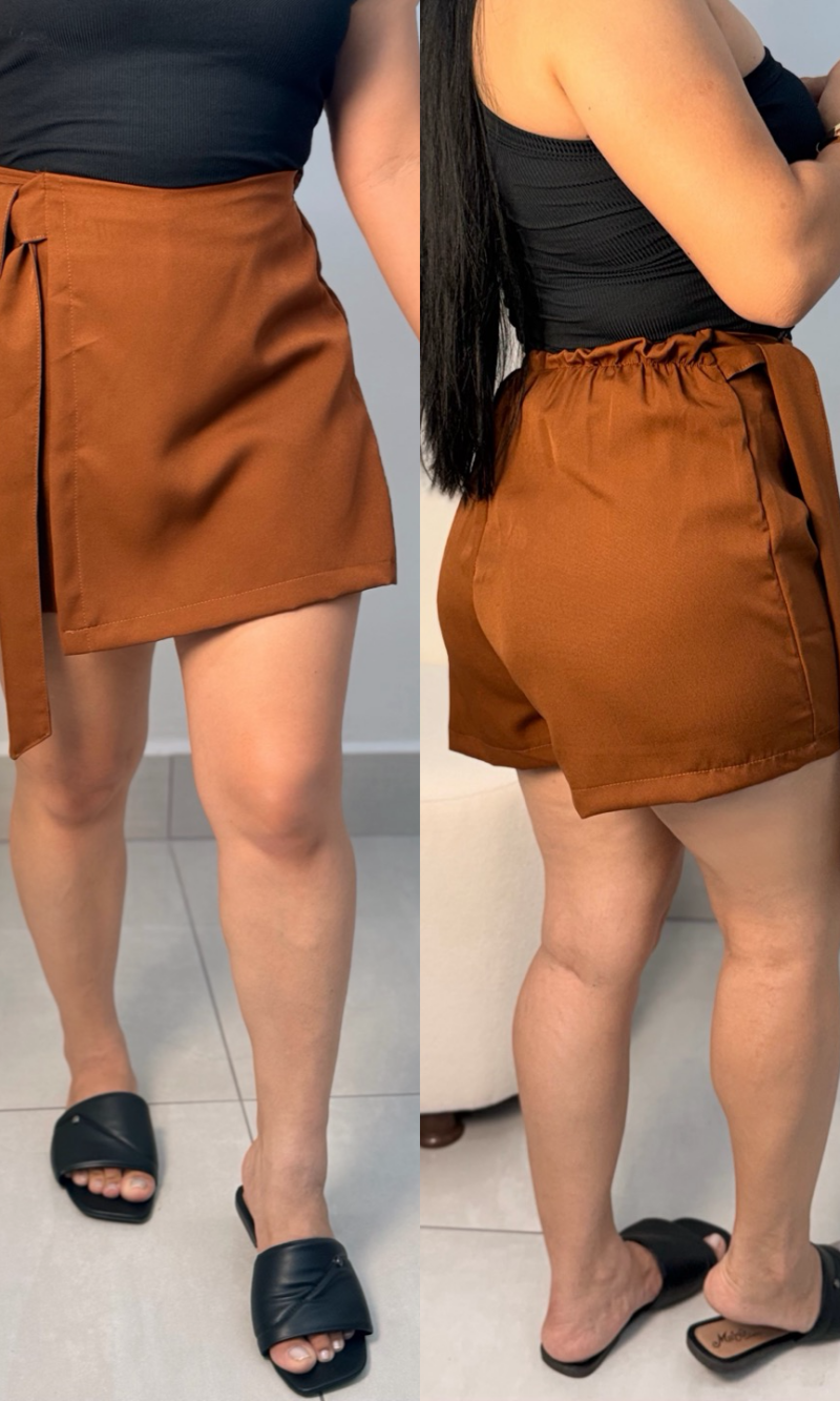 short saia assimétrica com amarração ref: 056