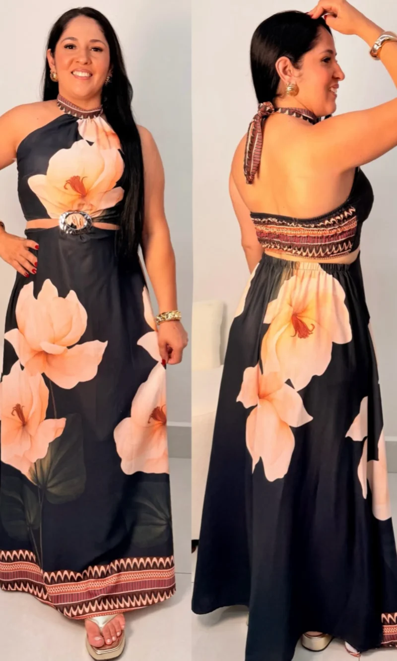 Vestido Longo Detalhe em Fivela Abertura Lateral Ref: 071