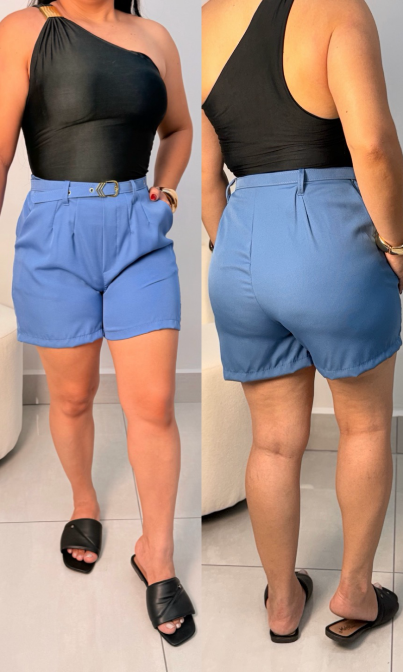 short alfaiataria cintura alta com cinto ref: 057
