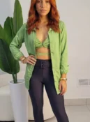 conjunto liso camisa e cropped com bojo ref: 079