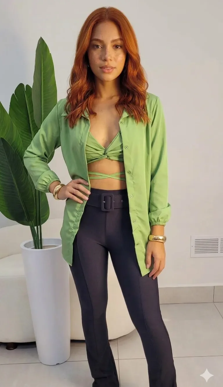 conjunto liso camisa e cropped com bojo ref: 079