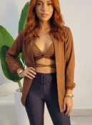 conjunto liso camisa e cropped com bojo ref: 079