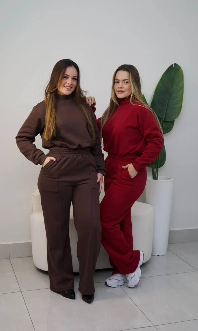 conjunto moleton flanelado com gola ref:100