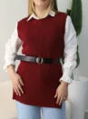 conjunto camisa e colete tricote com cinto ref: 106