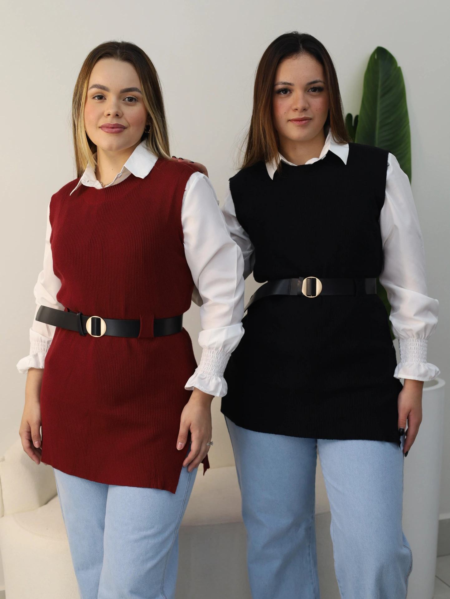 conjunto camisa e colete tricote com cinto ref: 106 conjunto camisa e colete tricote com cinto ref: 106