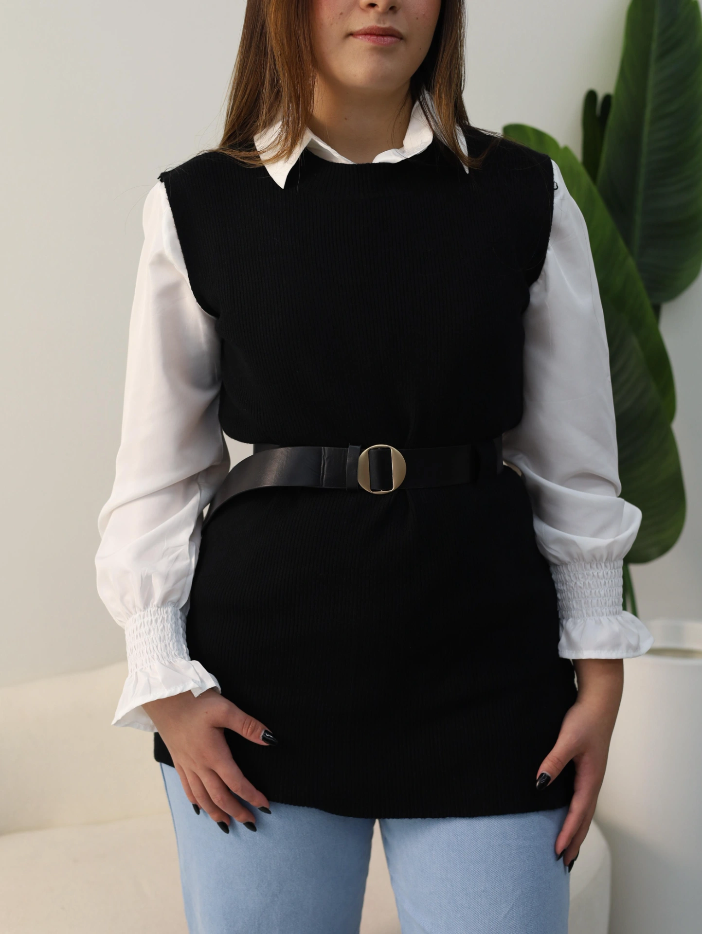 conjunto camisa e colete tricote com cinto ref: 106 conjunto camisa e colete tricote com cinto ref: 106