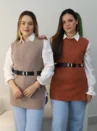 conjunto camisa e colete tricote com cinto ref: 106