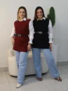 conjunto camisa e colete tricote com cinto ref: 106