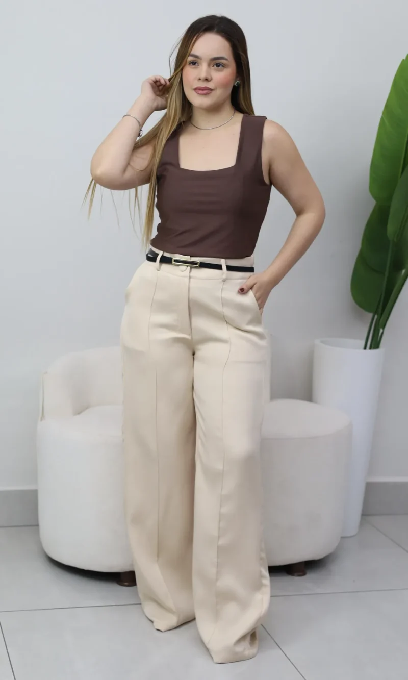 calça alfaiataria feminina pantalona social wide leg premium