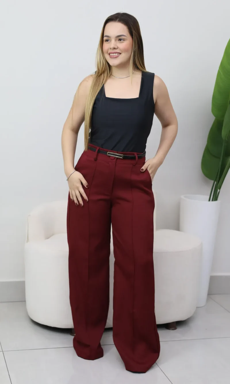 calça alfaiataria feminina pantalona social wide leg premium