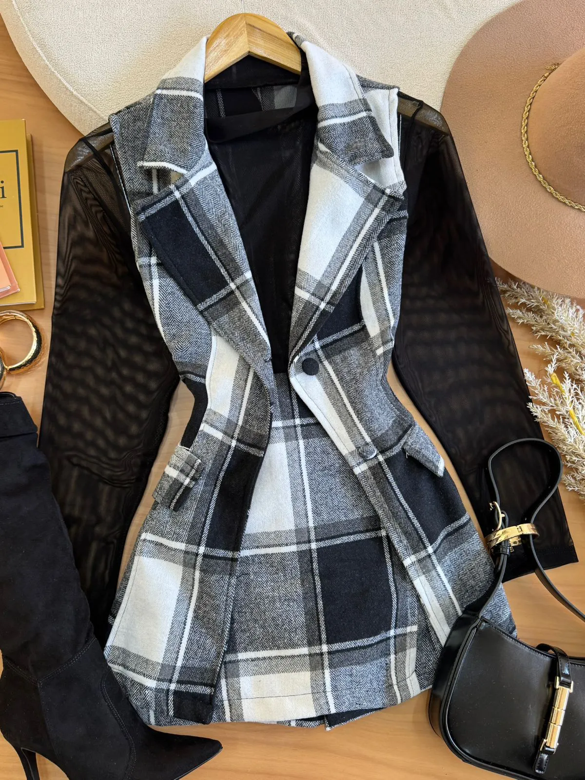conjunto xadrez colete e short ref:111 conjunto xadrez colete e short ref:111