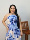 vestido longo feminino espiração farm estampado elegante alça trançada ref: 220