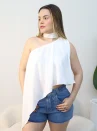 blusa feminina assimétrica bata multiformes elegante gola alta com amarração no pescoço ref: 231